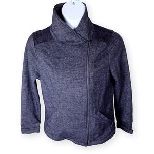 Liz Claiborne Gray Fleece Zip Lace Jacket 14